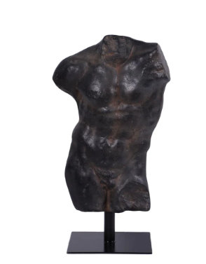 Statue torse mâle vieilli noir Andrea