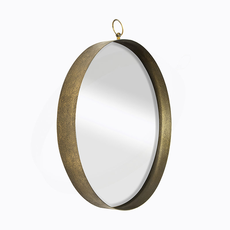 Gold Round Mirror, Circle Mirror with Frame, Iron