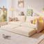 Canapé-lit causeuse 100% polyester beige-130060741