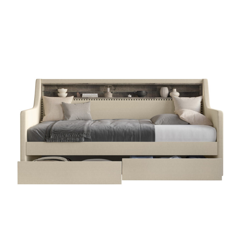 Lit de jour avec rangement Amylah, Beige