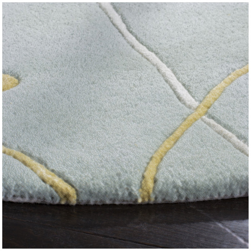 Tapis floral en laine touffeté à la main Avayah, Rond 8 pi
