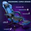 Fauteuil de jeu ergonomique en similicuir chauffant et massant avec fonction de vibration à 7 points en noir / bleu-133353048