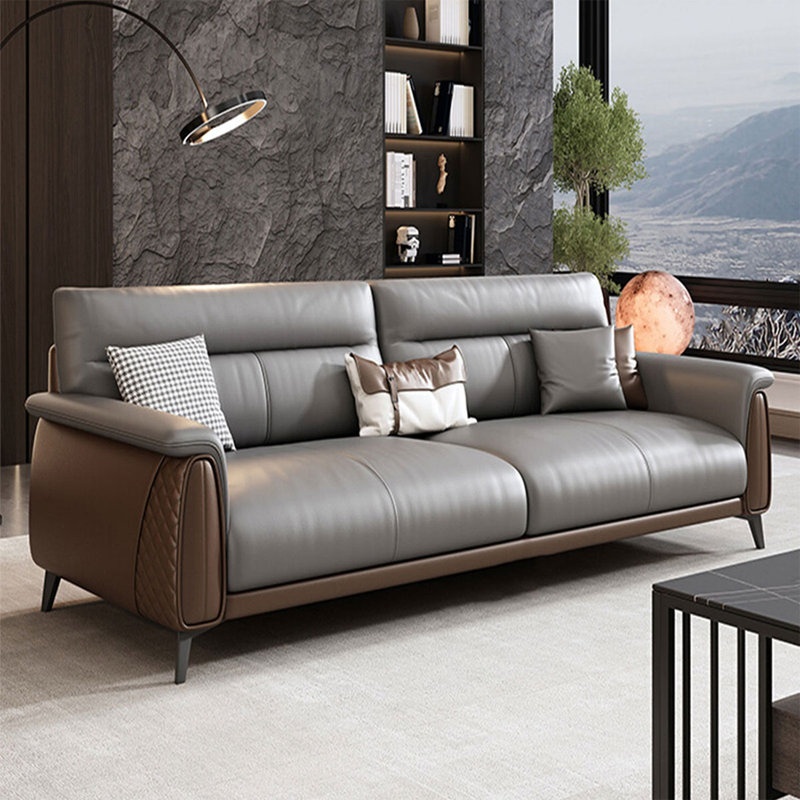 Causeuse-coussin en similicuir gris