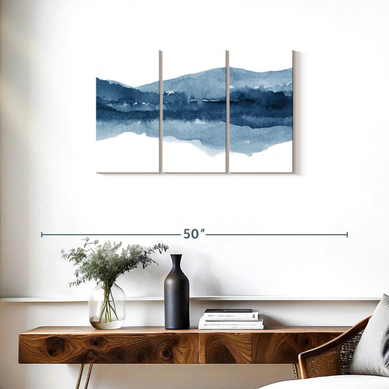 Aquarelle Avery, paysage bleu marine II, H 20 po x l 33 po