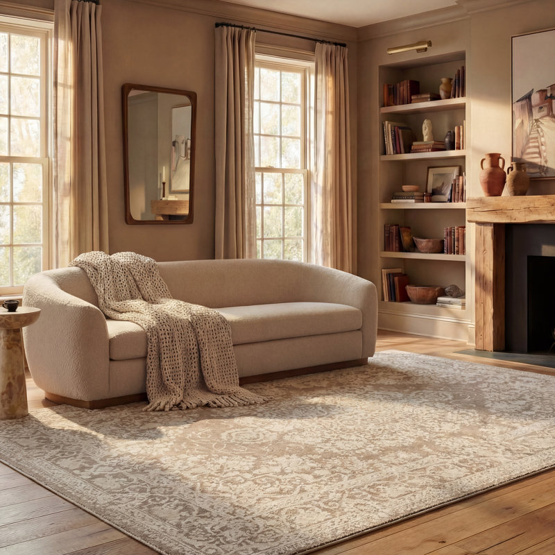 Espinal Oriental Area Rug, Rectangle 235 x 305cm, Beige/Cream