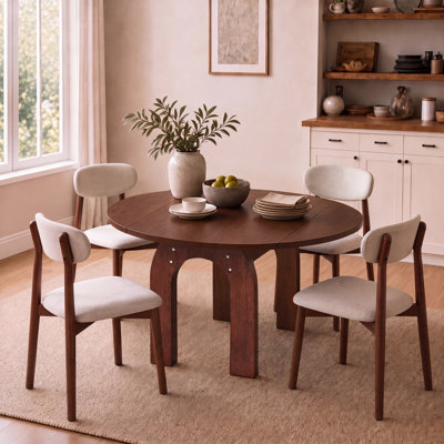 51.2" 5-Piece Extendable Solid Wood Walnut Dining Table Set