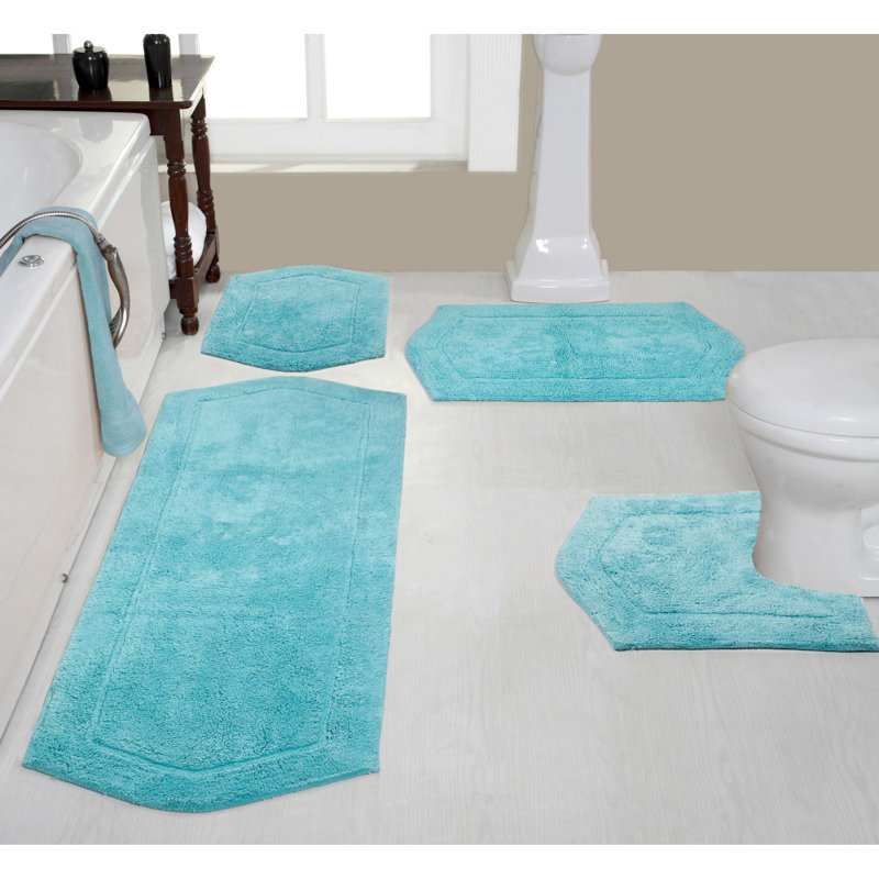 Ensemble de tapis pour salle de bain 4 pièces Morissette, Turquoise