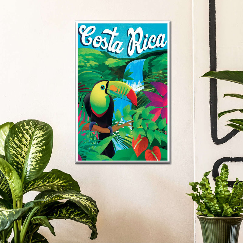 Costa Rica, affiche rétro sur toile tendue, H 48 po x l 32 po x P 1,25 po
