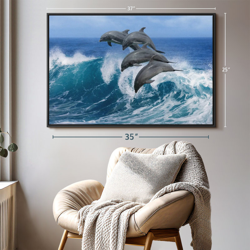 «Dolphins In Hawaii Wall Art», H 25 po x l 37 po