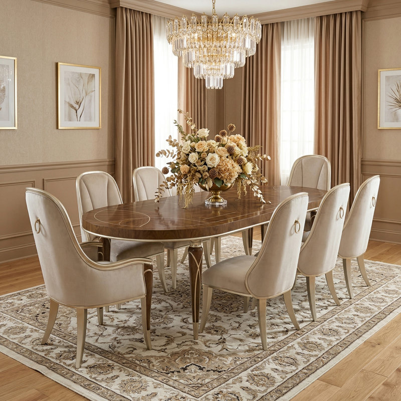 Villa Cherie 9 - Piece Extendable Solid Wood Dining Set