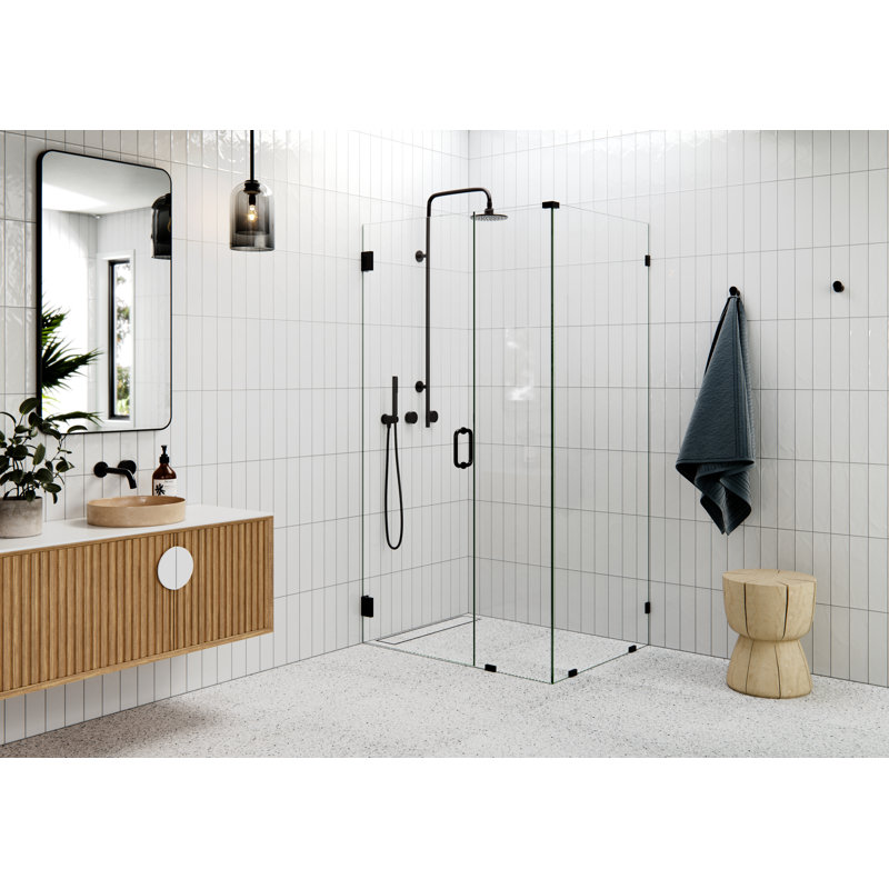 78" H Pivot Frameless Shower Door, Oil Rubbed Bronze