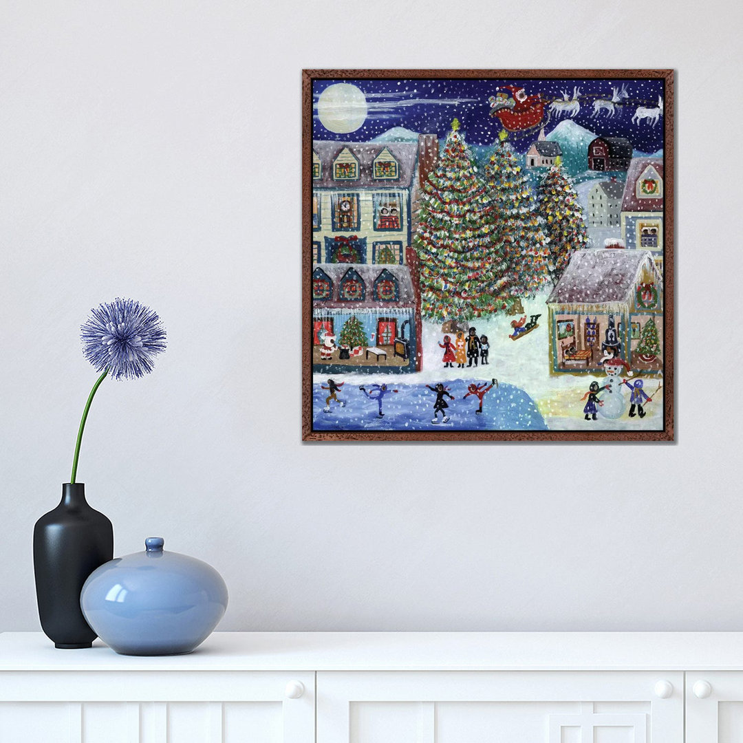 Santa Christmas Village by Cheryl Bartley - Print on Canvas