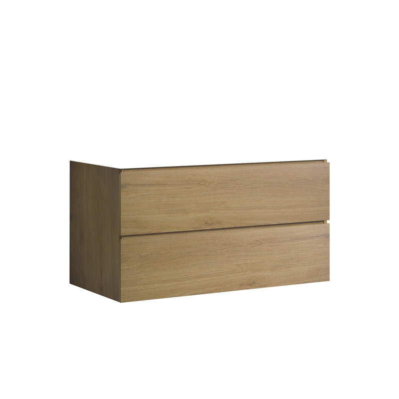Armoire murale moderne - chêne naturel, deux tiroirs pour salle de bain organisée sans lavabo fonctionnel