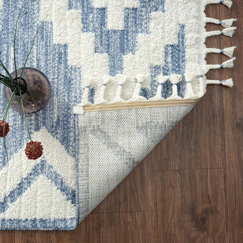 Tapis bleu / blanc Lauri Southwestern, Rectangle 6 pi x 9 pi