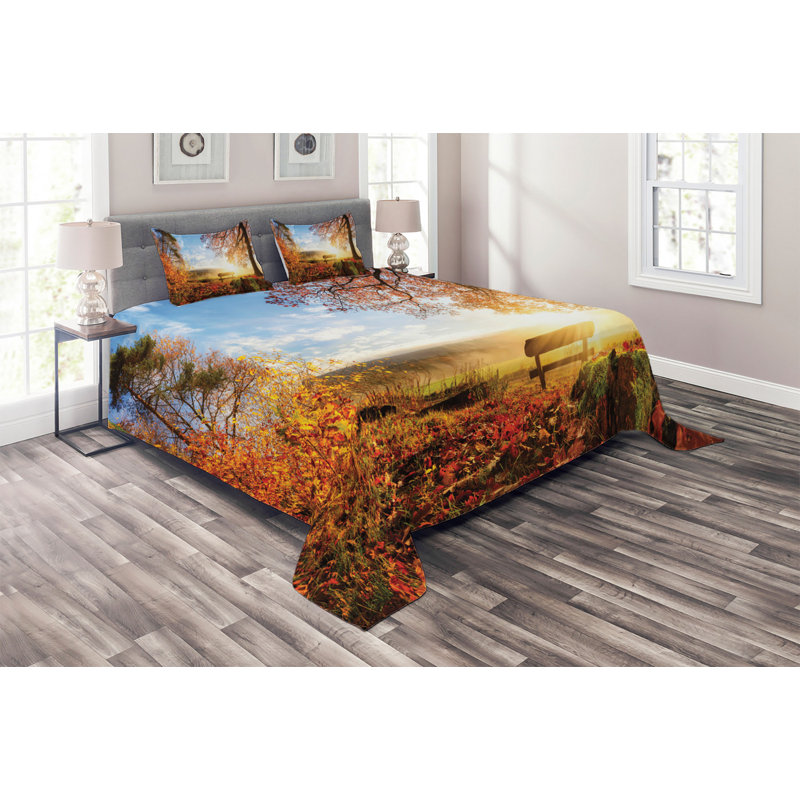 Forest Rustic Polyester Coverlet, King Bedspread + 2 Shams
