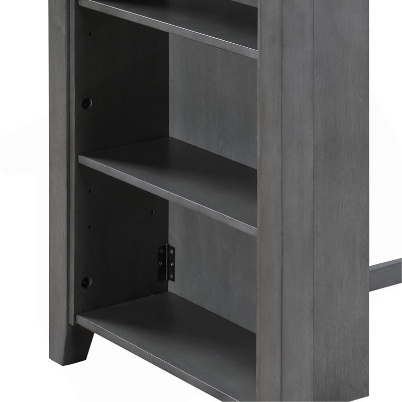 36" Finish Small Space Counter Height Dining Table With USB Charging Ports And Shelves, Gray