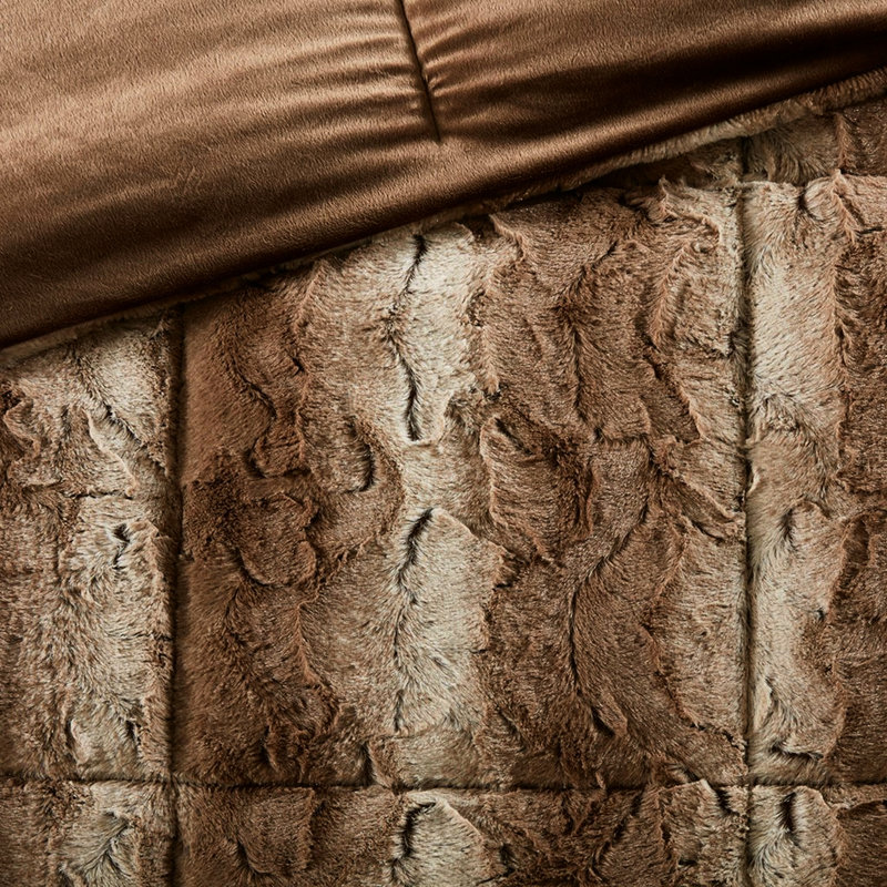 Édredon en fausse fourrure - Le rembourrage chaud comprend un édredon, 2 taies décoratives, un coussin décoratif