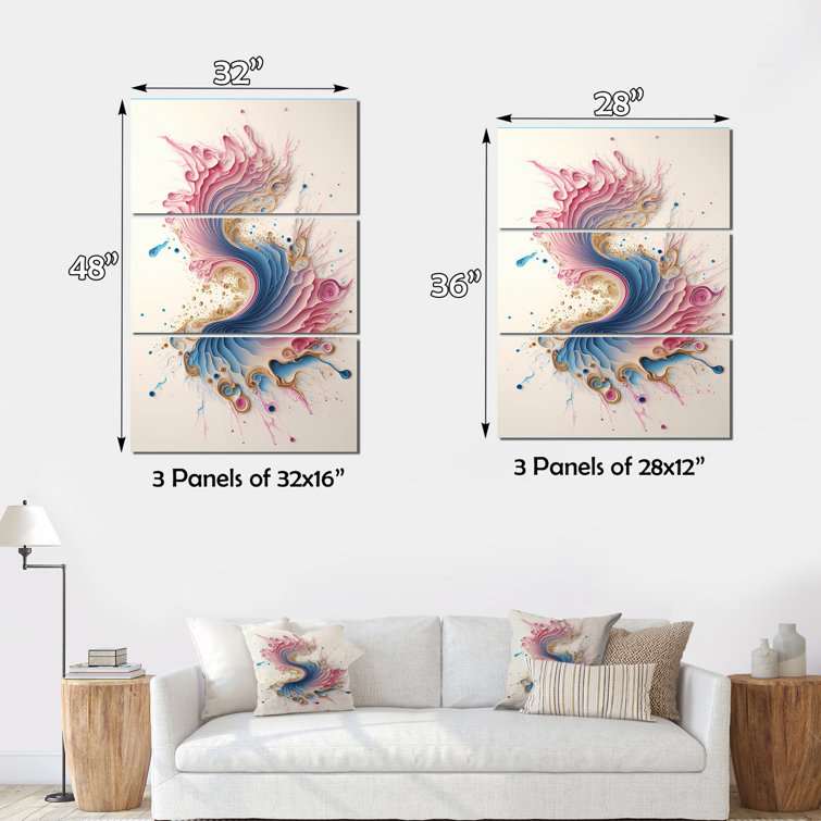 Brasen Multi-Color Paint Swirl III on Canvas 3 Pieces Print Orren Ellis