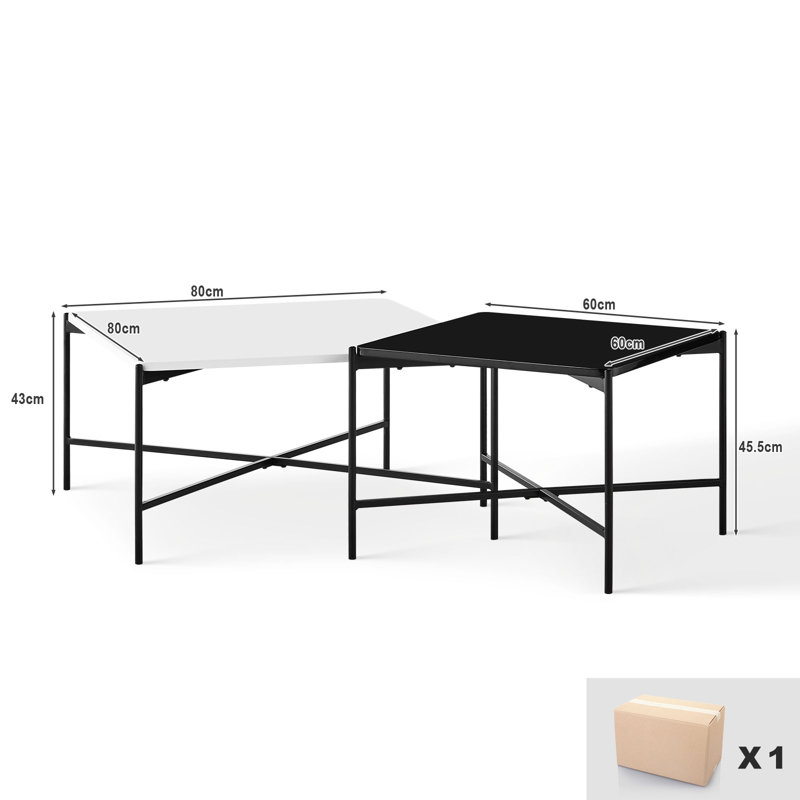 Coffee Table with Storage, White/Black