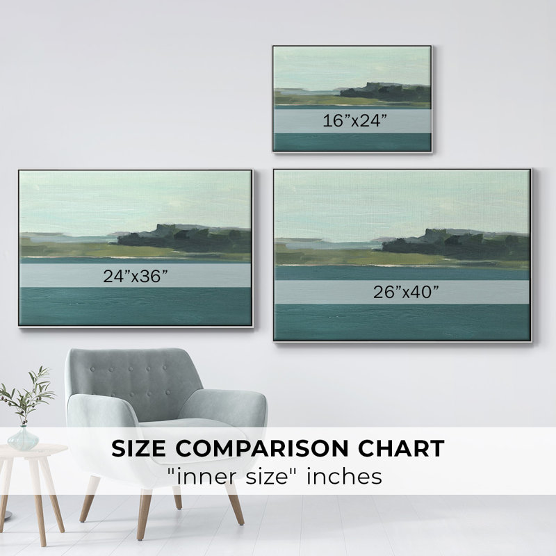 Calming Lake View II, reproduction d'art sur toile, H 17 po x l 25 po x P 2 po, Blanc