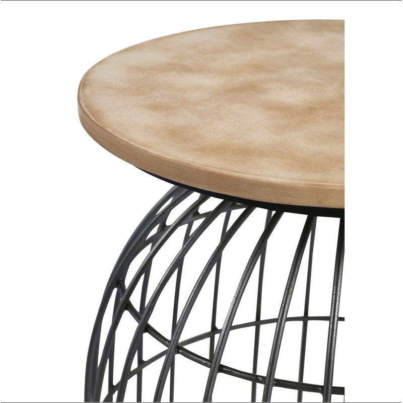 Table d'appoint en fil de fer naturel et bronze industriel