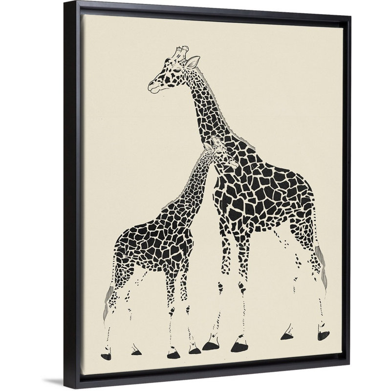 Décoration murale pour enfants girafes, H 20 po x l 16 po x P 1,2 o, Cadre pour toile flottant noir