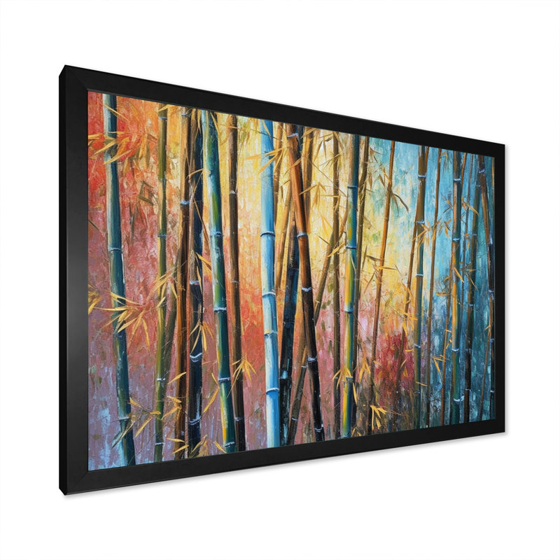 Impression sur toile Highcliffe Brown Floral Bamboo Oasis III, Cadre photo noir, H 12 po x l 20 po x P 1 po