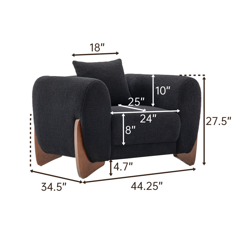 Fauteuil d'appoint Keiven Boucle, Noir