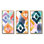 Ornement orange, bleu et vert - ensemble d'art mural moderne sur toile encadrée moderne de 3