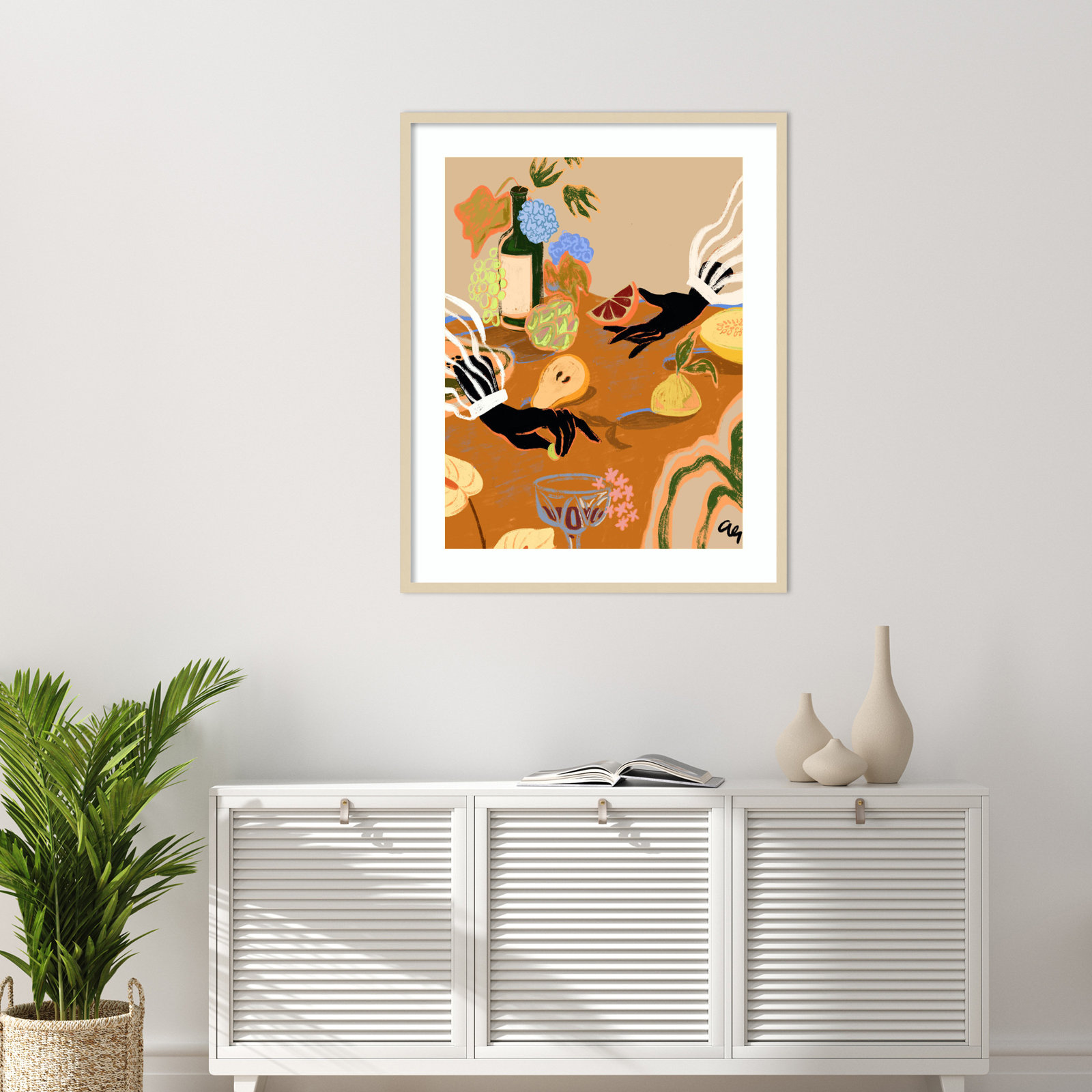 Oberon "Handful of Love (Fruit)" Print, Brown, 41" H x 33" W