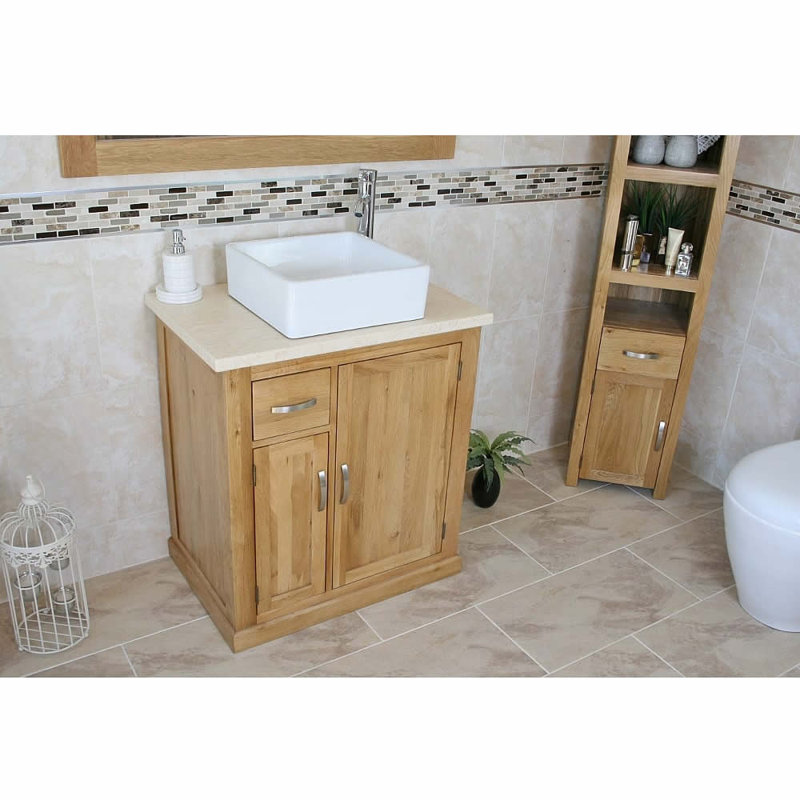 Degnan 750mm Single Bathroom Vanity with Vessel Ceramic Basin, Cream