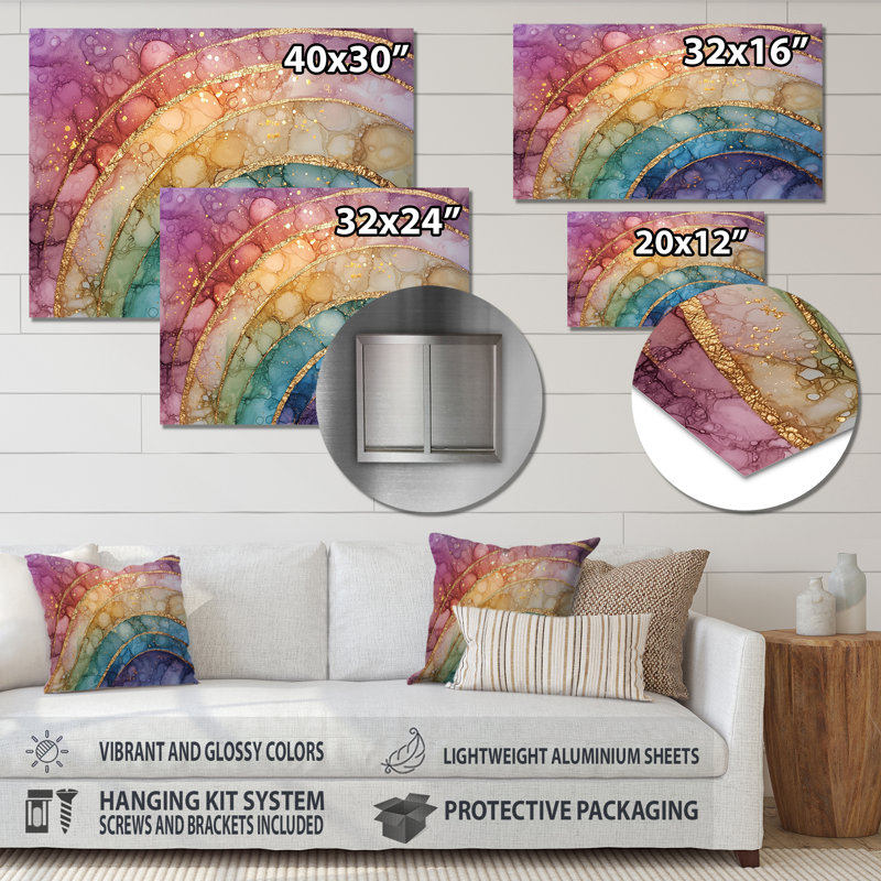 Radiant Cascade Of Rainbow I - décor mural en métal, impression arc-en-ciel, H 30 po x l 40 po x P 0,84 po
