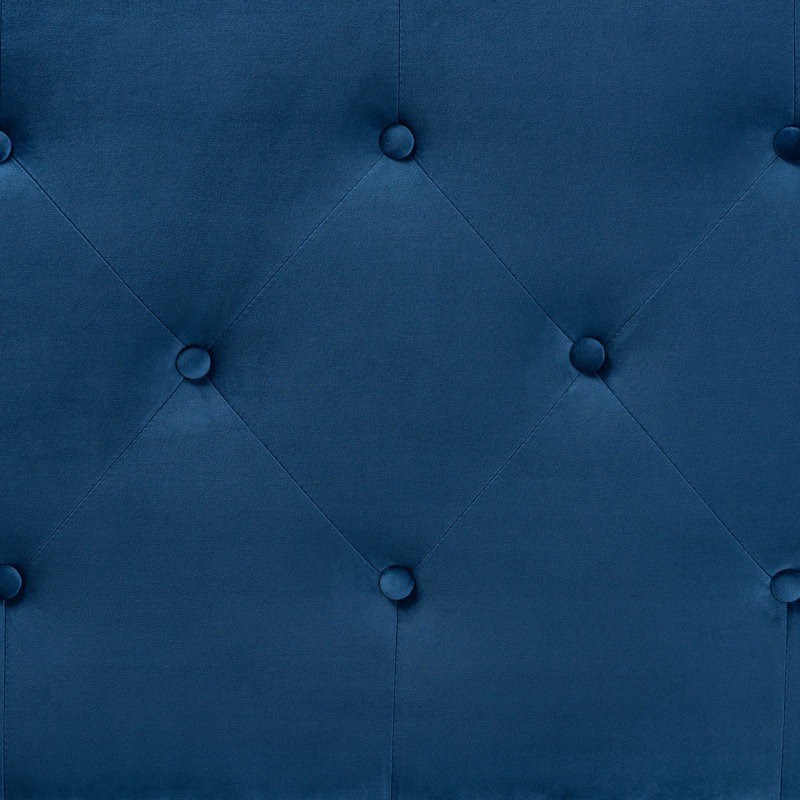 Navy Blue Velvet Tufted King Upholstered Headboard