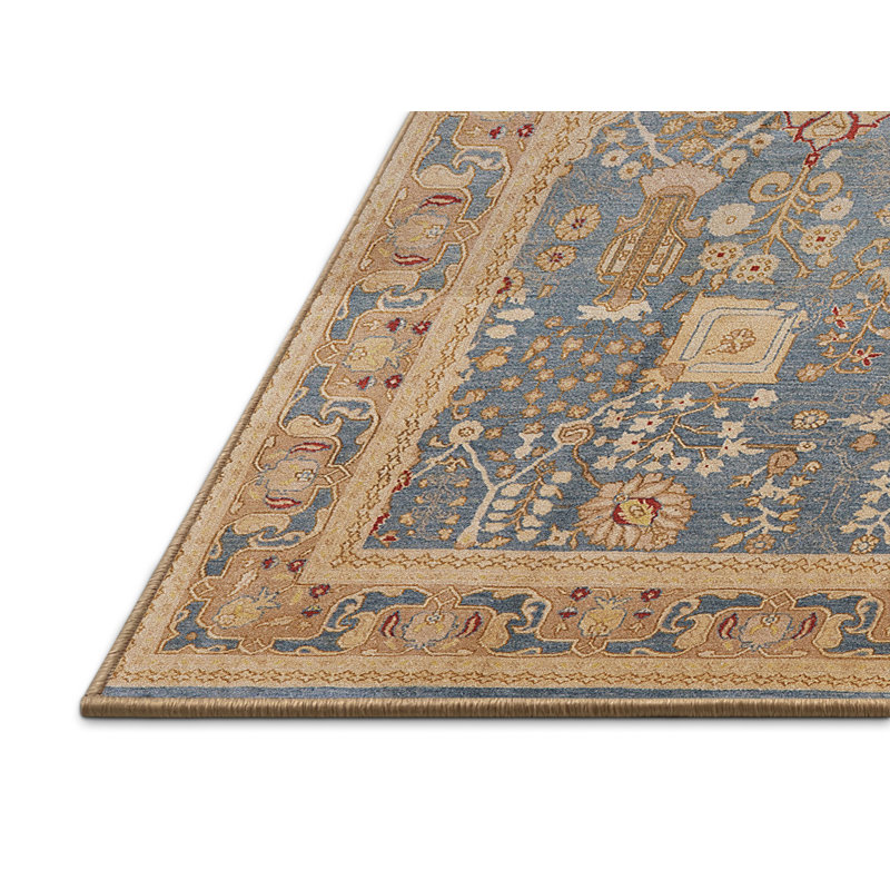 Tapis oriental brun / bleu Swenki, Rectangle 7 pi x 9 pi