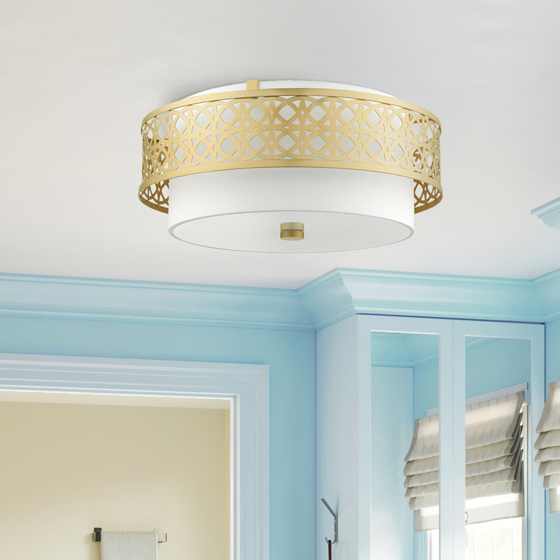 Eraman Linen Blend Flush Mount, Soft Gold
