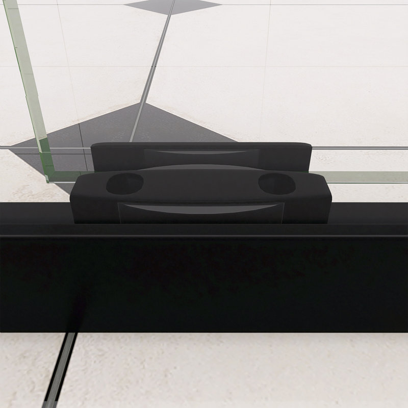 Porte de douche coulissante double en aluminium, Noir mat