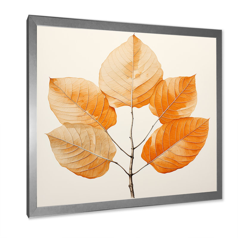 " Orange Translucency Foliage ", 30" H x 30" W x 1" D, Silver Single Picture Framed
