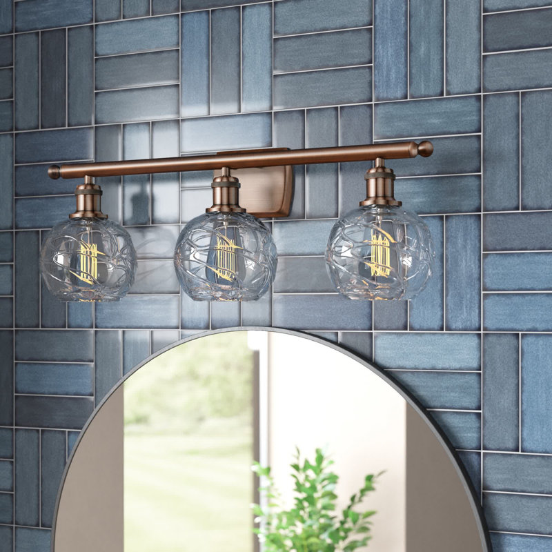 Éclairage pour meuble-lavabo à intensité variable Halvorson, Cuivre antique, Ampoule incandescente rétro de 60 watts