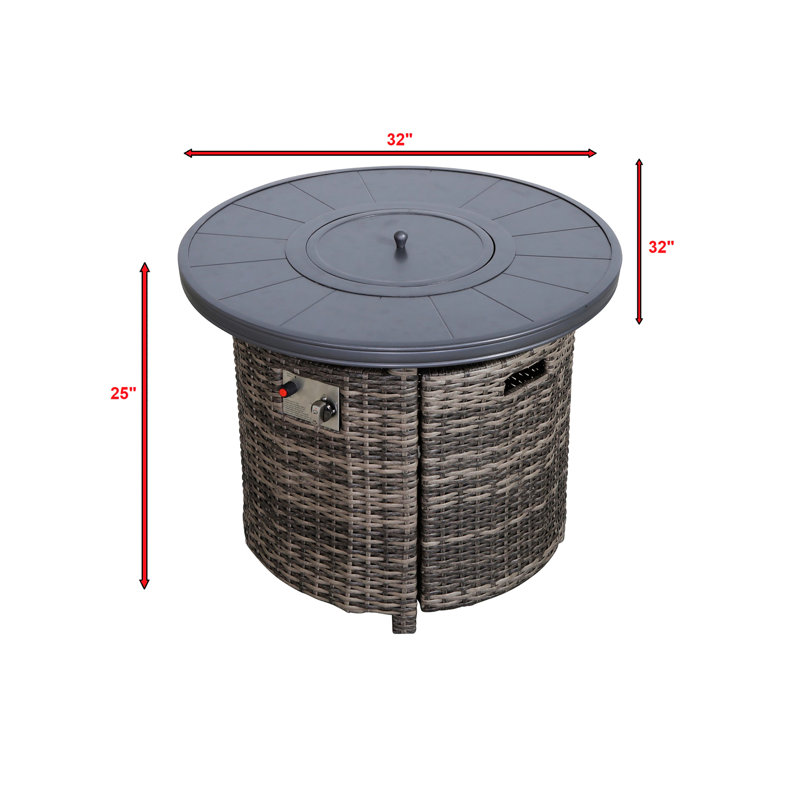 Foyer de table H 25 po x l 32 po, aluminium, 55 000, chaleur, mélange de propane et de gaz naturel de couleur grise