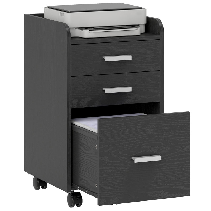 39.2cm Wide 3 -Drawer File Cabinet, Black