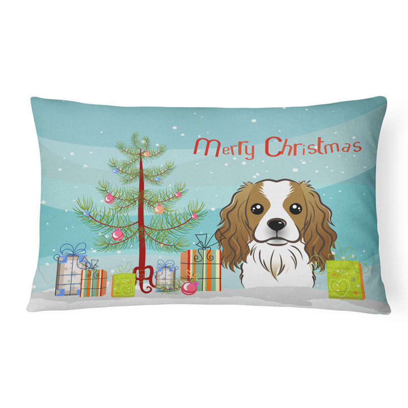  Coussin intérieur / extérieur Christmas Tree and Cavalier Spaniel