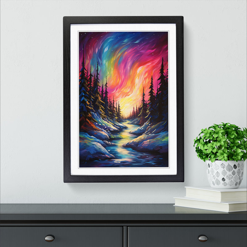 Single Picture Frame Print on Wood, 46cm H x 34cm W, Black Framed