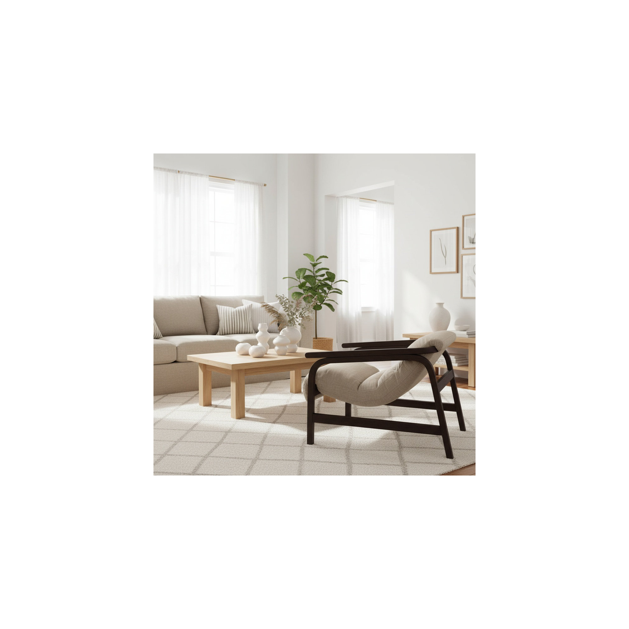 Cellire Chair, Dark Brown Wood/Java, Taupe Polyester