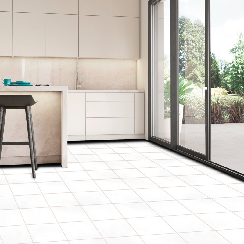 Literary License 12'' W x 12'' L Porcelain Concrete Look Singular Tile, White