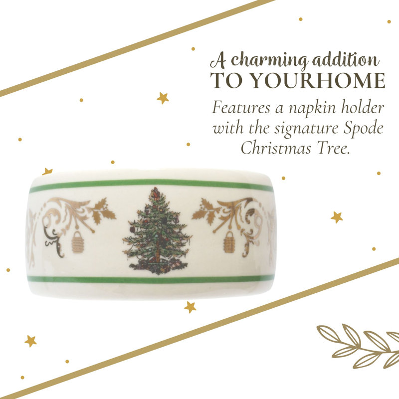 Spode Christmas Tree Gold Napkin Rings 2.75"