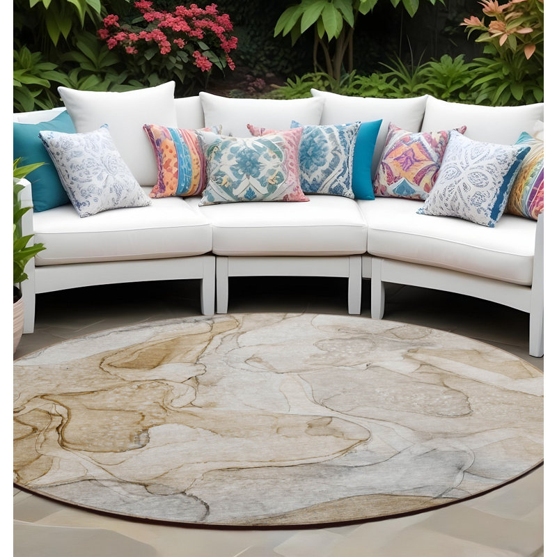 Tapis d'intérieur rond 8 po beige