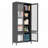 Metal Storage Cabinet Display Cabinet with 4 Glass Doors 5 Shelves