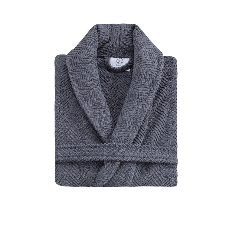 Peignoir 100% coton à chevrons, TG, Gris