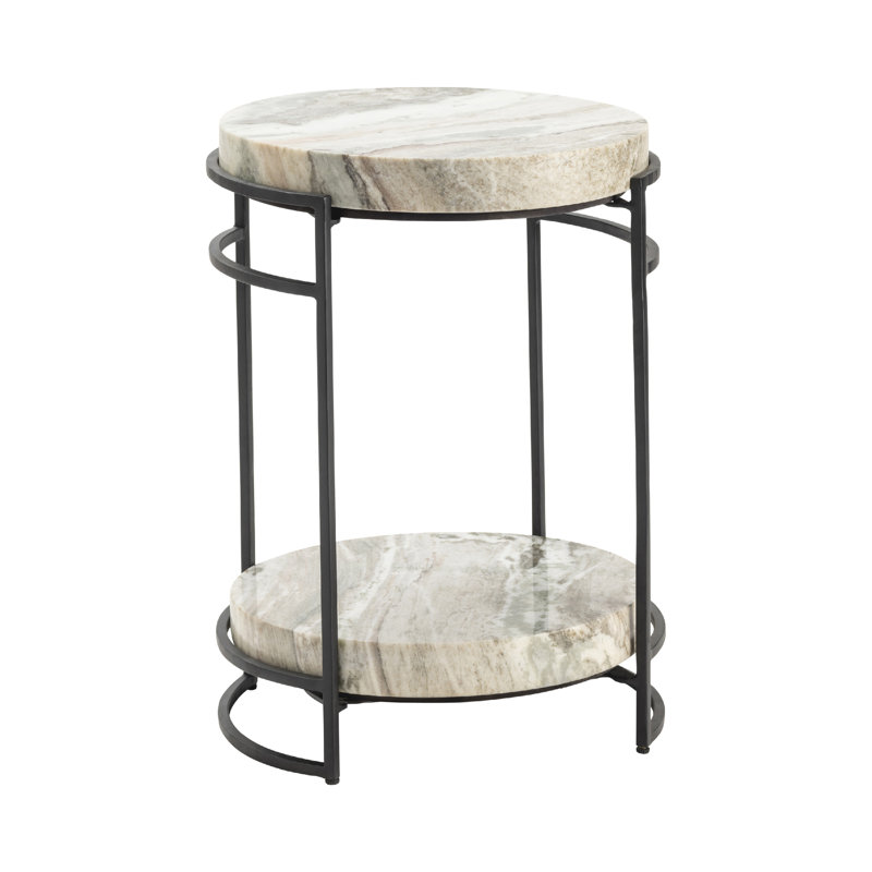 Table d'appoint ronde en marbre crème_Fin