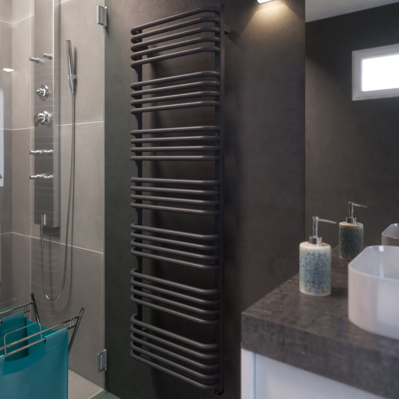 Alex One Electric Towel Rail, Straight Towel Rail, 1580cm H x 50cm W x 132cm D, Grey